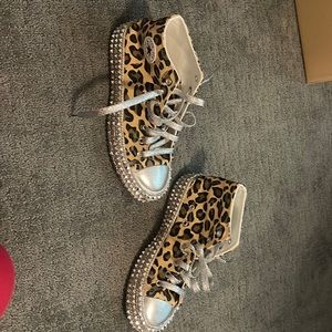 Leopard studded sneakers